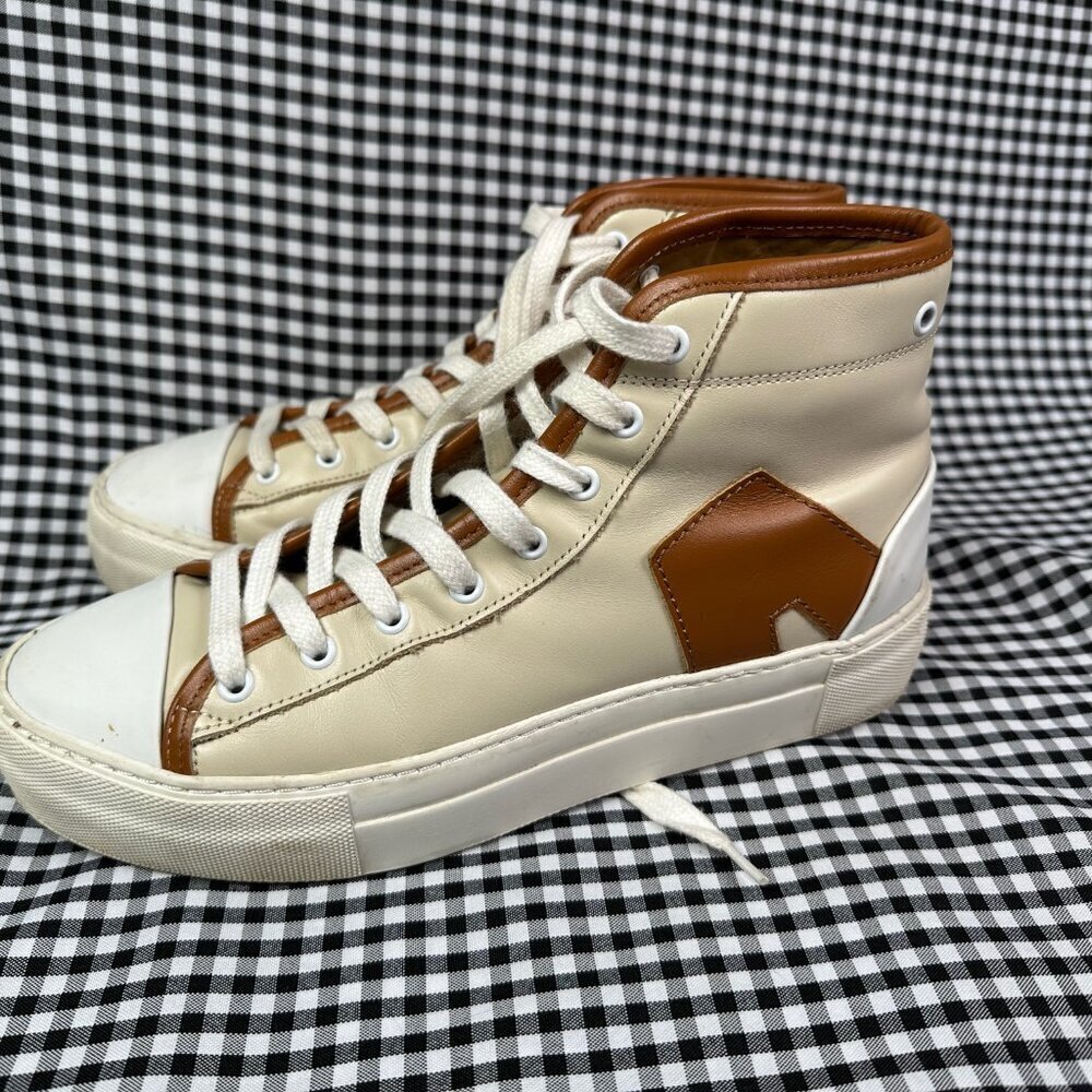 ALOHAS TB.35 Hi-Top Brown & Cream Leather Sneakers Women's US 7 - Picture 4 of 9
